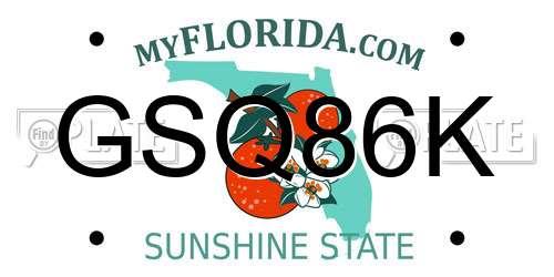 GSQ86K Florida License Plate