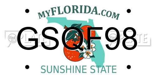 GSQF98 Florida License Plate