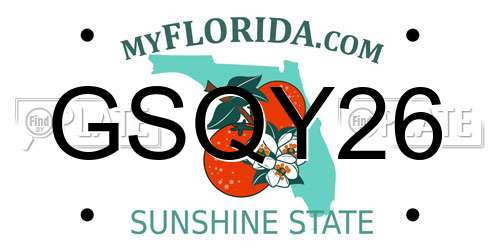 GSQY26 Florida License Plate
