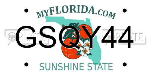 GSQY44 Florida License Plate
