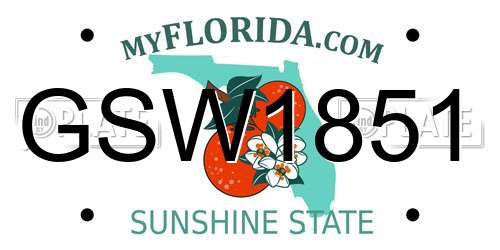 GSW1851 Florida License Plate