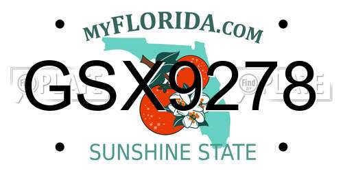 GSX9278 Florida License Plate