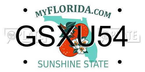 GSXU54 Florida License Plate