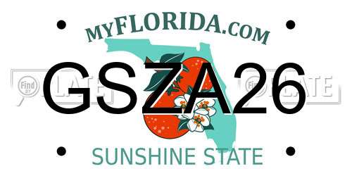GSZA26 Florida License Plate
