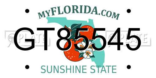 GT85545 Florida License Plate