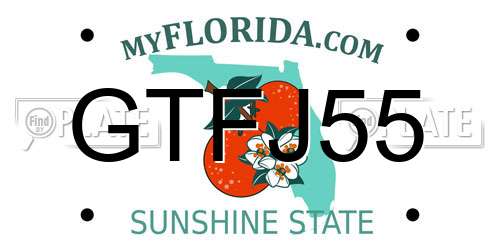 GTFJ55 Florida License Plate