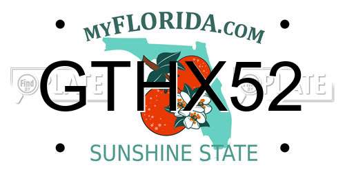 GTHX52 Florida License Plate
