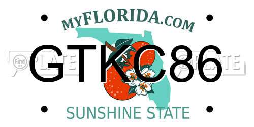 GTKC86 Florida License Plate