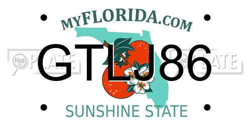 GTLJ86 Florida License Plate