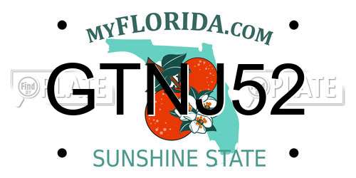 GTNJ52 Florida License Plate
