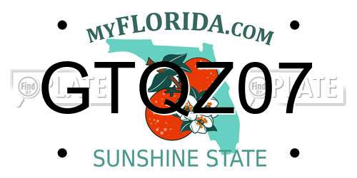 GTQZ07 Florida License Plate