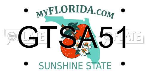 GTSA51 Florida License Plate