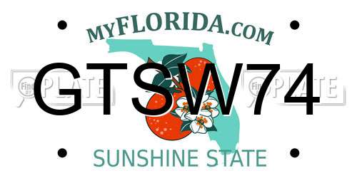 GTSW74 Florida License Plate