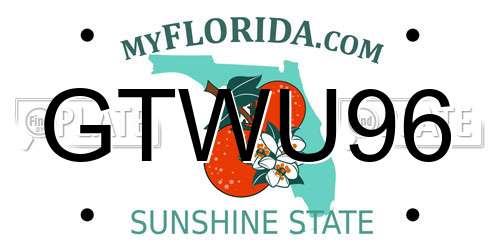 GTWU96 Florida License Plate