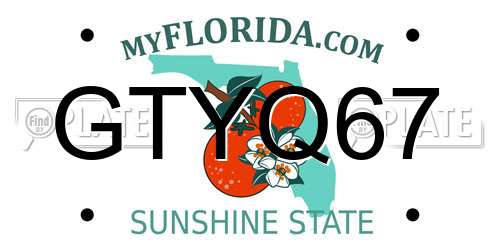 GTYQ67 Florida License Plate