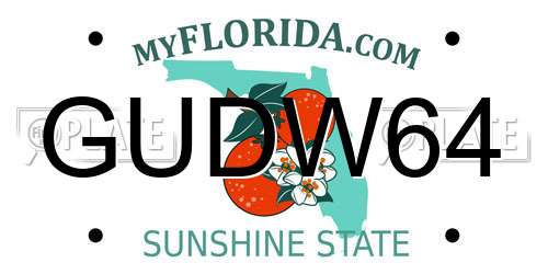 GUDW64 Florida License Plate