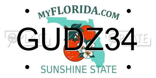 GUDZ34 Florida License Plate