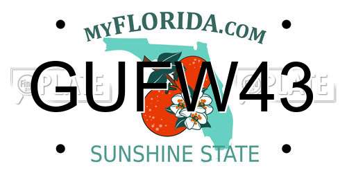 GUFW43 Florida License Plate