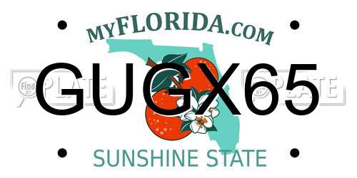 GUGX65 Florida License Plate