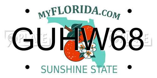 GUHW68 Florida License Plate