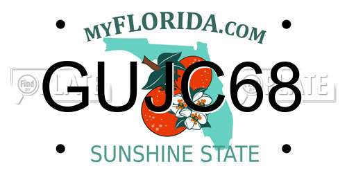 GUJC68 Florida License Plate