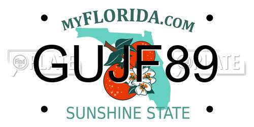 GUJF89 Florida License Plate