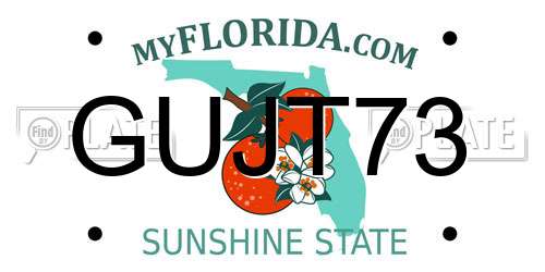 GUJT73 Florida License Plate