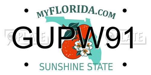 GUPW91 Florida License Plate