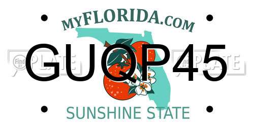 GUQP45 Florida License Plate
