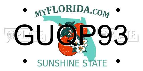 GUQP93 Florida License Plate