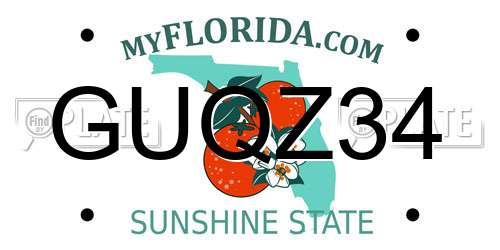 GUQZ34 Florida License Plate