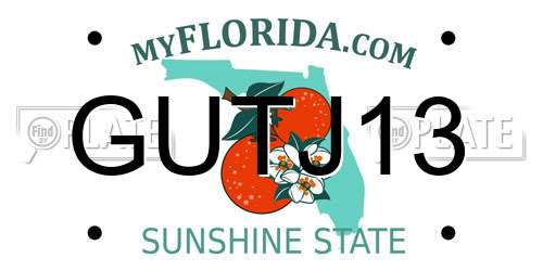 GUTJ13 Florida License Plate