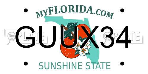 GUUX34 Florida License Plate