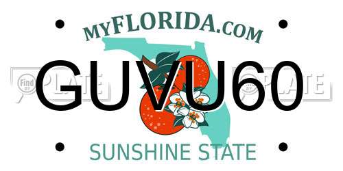 GUVU60 Florida License Plate