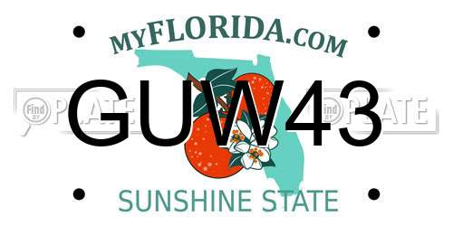 GUW43 Florida License Plate