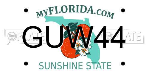 GUW44 Florida License Plate