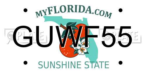 GUWF55 Florida License Plate