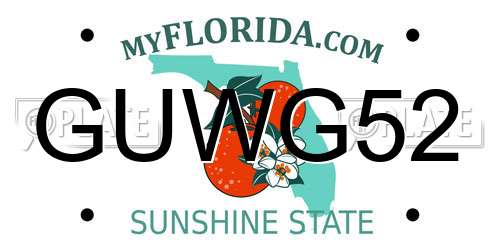 GUWG52 Florida License Plate