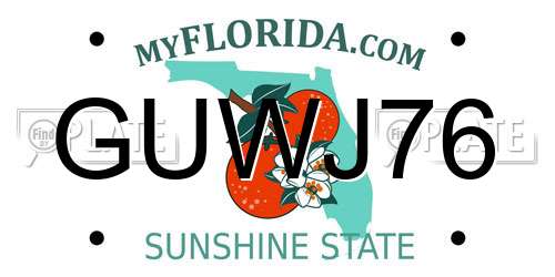 GUWJ76 Florida License Plate