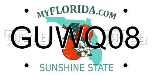 GUWQ08 Florida License Plate