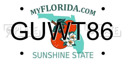 GUWT86 Florida License Plate
