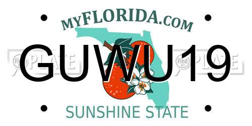 GUWU19 Florida License Plate