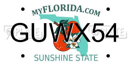 GUWX54 Florida License Plate