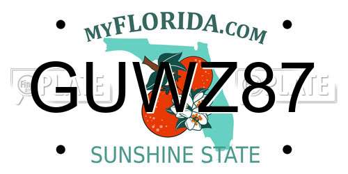 GUWZ87 Florida License Plate
