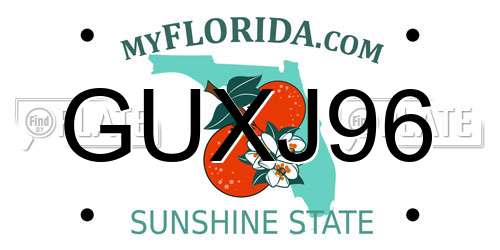 GUXJ96 Florida License Plate