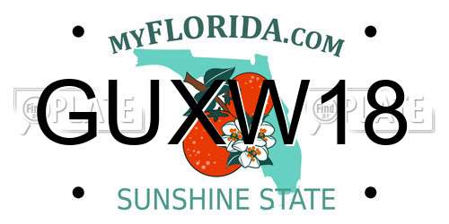GUXW18 Florida License Plate