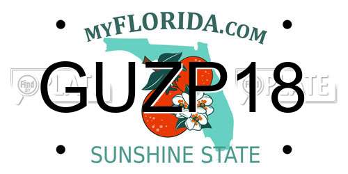 GUZP18 Florida License Plate