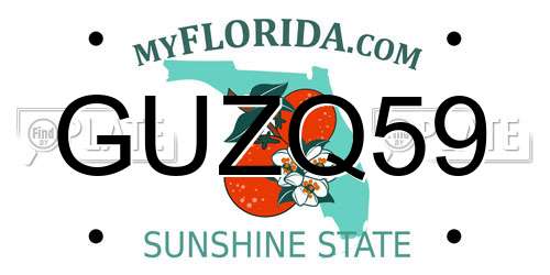 GUZQ59 Florida License Plate