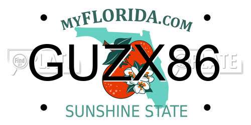 GUZX86 Florida License Plate