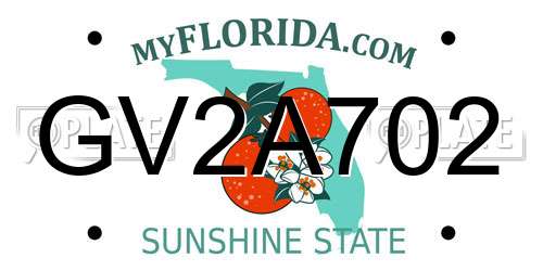 GV2A702 Florida License Plate